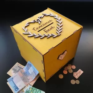 Копилка из фанеры Семейный банк Копилка из фанеры для сбора денег молодым на свадьбу "Семейный банк"